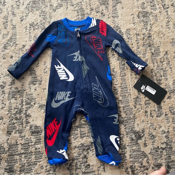 Nike One Pieces Nike Baby Boy Zip Up Onesie Sleeper Navy Newborn Nwt Poshmark